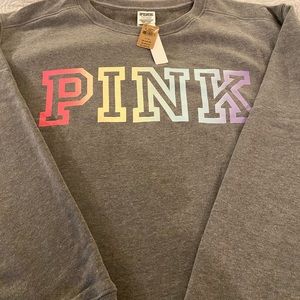 NWT!  PINK CREW SIZE LARGE GREY CREW